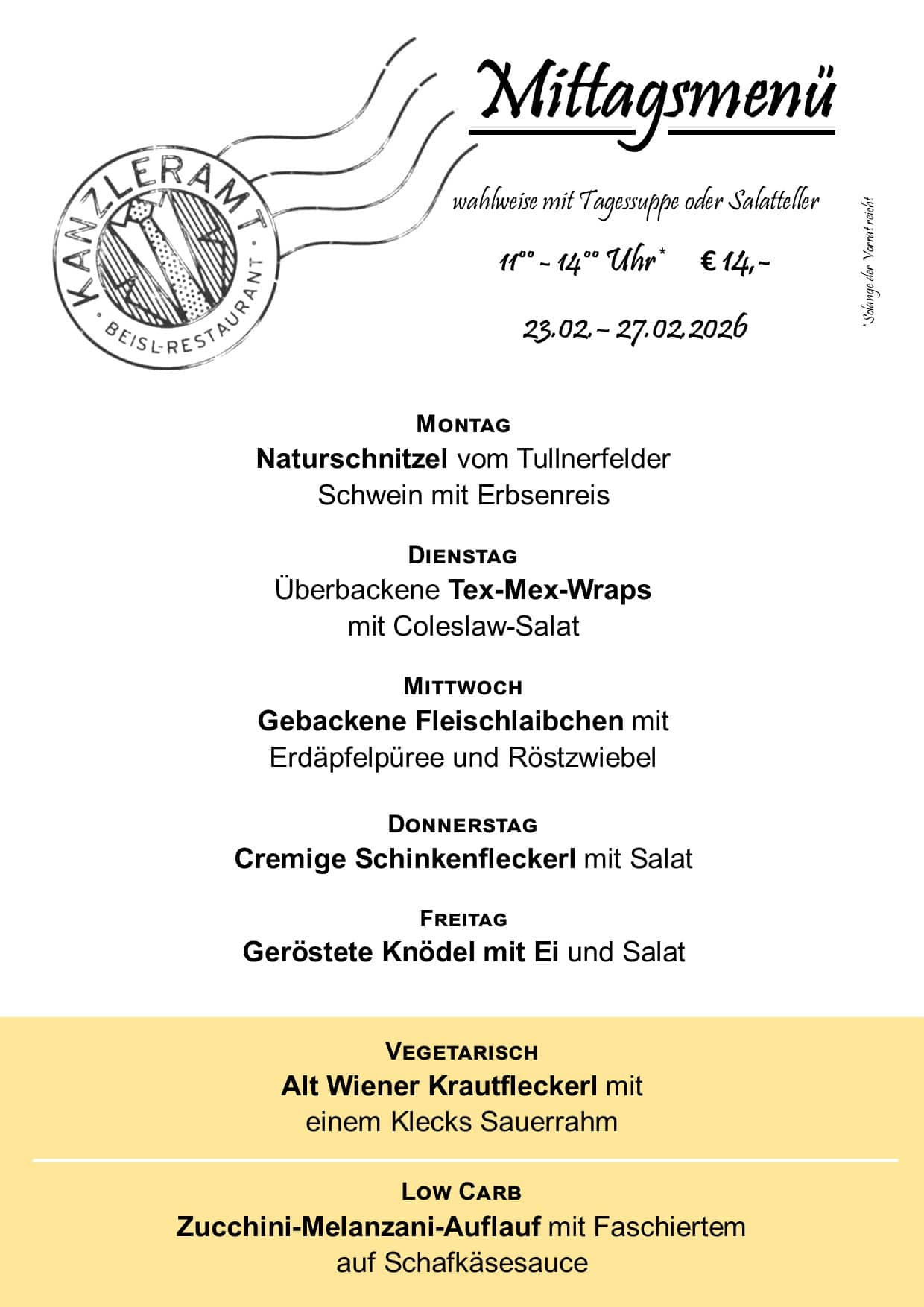 Mittagsmenü 23.02.2026